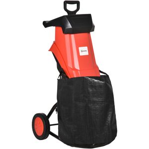 Outsunny Biotrituratore Elettrico da Giardino con Sacco da 50L, Paletta e Ruote, Trituratore da Giardino 40x34x89cm