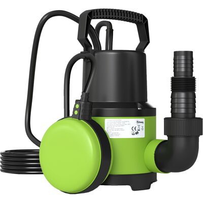 Outsunny Pompa Acqua Sporca/Pulita 400W, 9.000L/h, Pompa Sommersa Acque Sporche 7m Profondità Max, Gestisce Particelle fino a 15mm, Interruttore a Galleggiante, Verde Aosom Italy Outsunny Pompa Acqua Sporca/Pulita 400W, 9.000L/h, Pompa Sommersa Acque Sporche 7m Profondità Max, Gestisce Particelle fino a 15mm, Interruttore a Galleggiante, Verde Aosom Italy