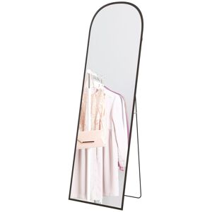 Homcom Specchio da Terra e Parete Moderno in Lega di Alluminio con Supporto Pieghevole, 50x161.5cm, Nero