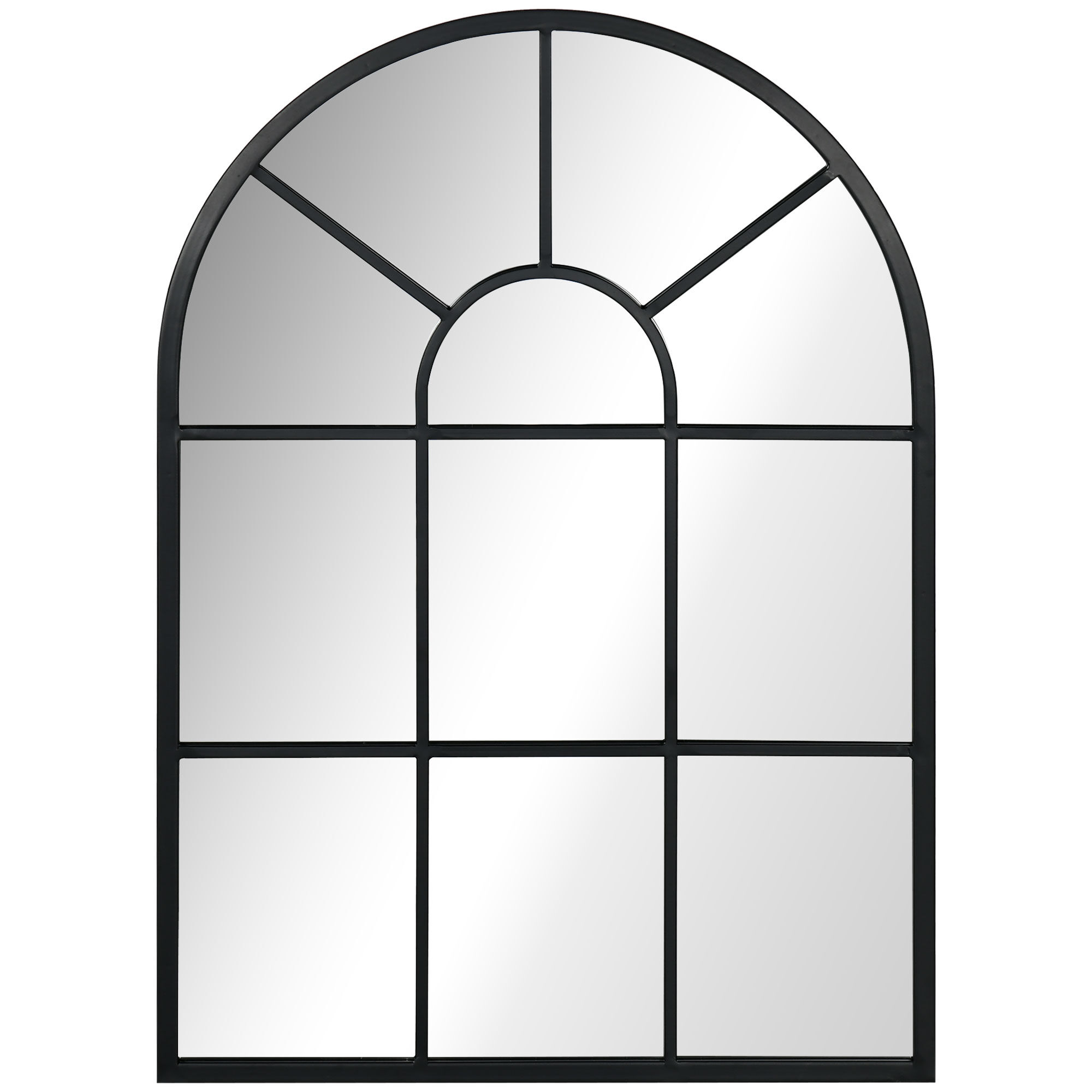 Homcom Specchio Moderno a Parete e a forma di Arco 70x50 cm per Camera da Letto e Soggiorno, in Metallo Nero e Vetro