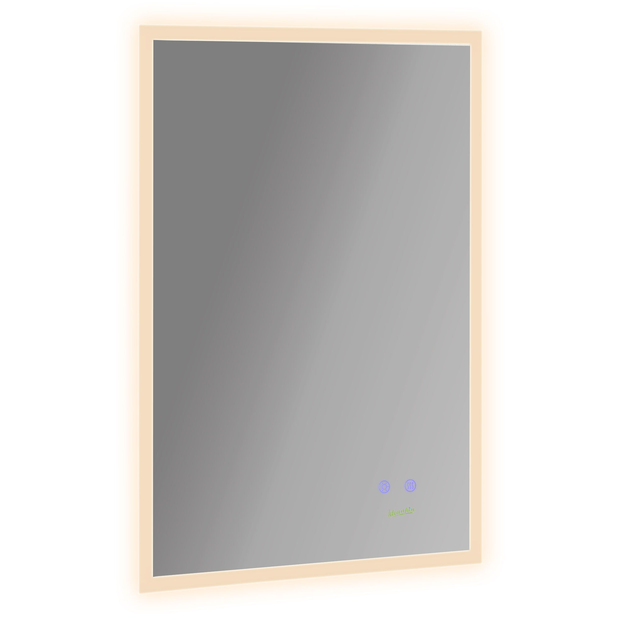 Kleankin Specchio Bagno con Luce LED 70x50 cm, Specchiera con Funzione Anti-Appannamento e Tasti Touch, Argento