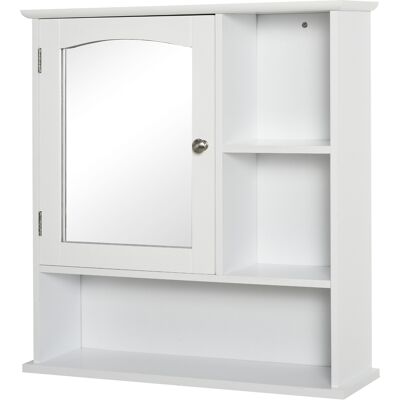 Kleankin Armadio Murale Bagno Armadietto a Specchio Toilette 1 Anta Vano + Mensole Laterali MDF Bianco Kleankin Armadio Murale Bagno Armadietto a Specchio Toilette 1 Anta Vano + Mensole Laterali MDF Bianco