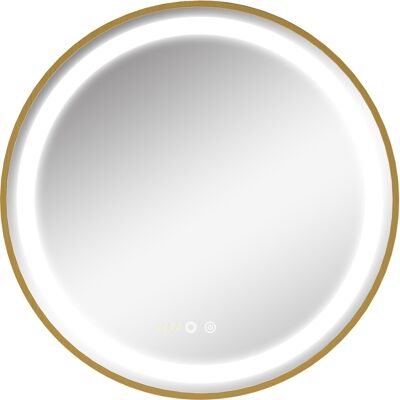 Kleankin Specchio Bagno con Luce LED, Luminosità Regolabile a 3 Tonalità e Funzione Memoria, Ø60 cm, Oro Aosom Italy Kleankin Specchio Bagno con Luce LED, Luminosità Regolabile a 3 Tonalità e Funzione Memoria, Ø60 cm, Oro Aosom Italy