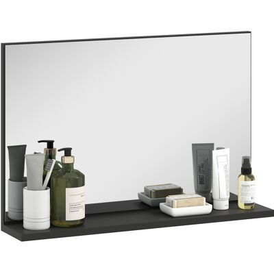 Kleankin Specchio Bagno da Parete con Mensola Design Moderno e Multiuso, 60x12x40 cm, Nero Aosom Italy Kleankin Specchio Bagno da Parete con Mensola Design Moderno e Multiuso, 60x12x40 cm, Nero Aosom Italy