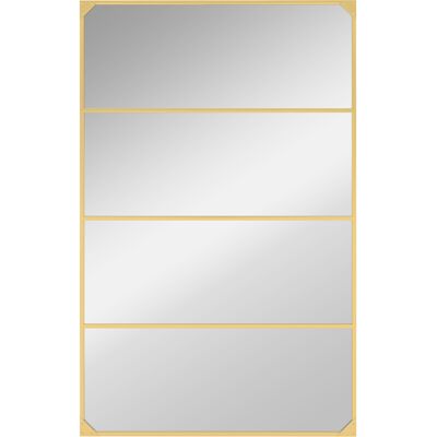 Homcom Specchio da parete stile vetrata rettangolare industriale, orizzontale o verticale con 4 ganci, in metallo dorato 109 x 69 cm Aosom Italy Homcom Specchio da parete stile vetrata rettangolare industriale, orizzontale o verticale con 4 ganci, in metallo dorato 109 x 69 cm Aosom Italy