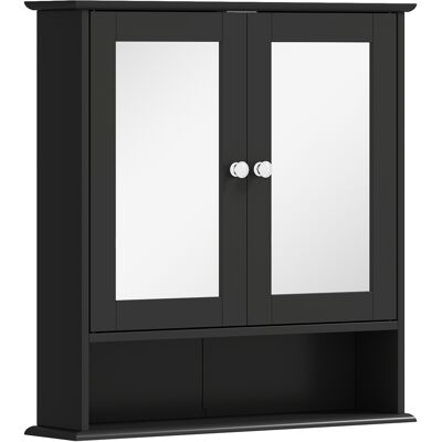 Kleankin Armadio da Bagno con Specchio Armadio da Parete con 2 Ante Ripiano Aperto Ripiano Regolabile 56x13x58cm Nero Aosom Italy Kleankin Armadio da Bagno con Specchio Armadio da Parete con 2 Ante Ripiano Aperto Ripiano Regolabile 56x13x58cm Nero Aosom Italy