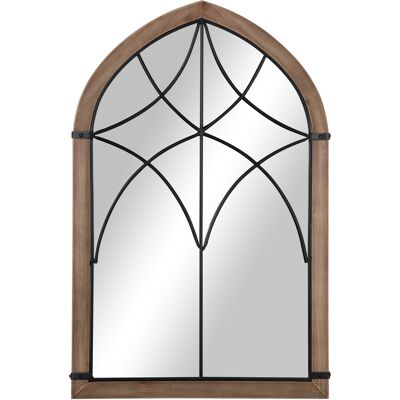 Homcom Specchio da Parete ad Arco con Dettagli Moderni e Ganci, in Legno e Vetro, 60x93 cm, Marrone e Nero Aosom Italy Homcom Specchio da Parete ad Arco con Dettagli Moderni e Ganci, in Legno e Vetro, 60x93 cm, Marrone e Nero Aosom Italy