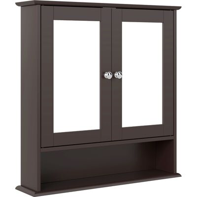 Kleankin Armadio da Bagno con Specchio, Armadio da Parete con 2 Ante, Ripiano Aperto e Ripiano Regolabile, 56x13x58 cm, Marrone Scuro Aosom Italy Kleankin Armadio da Bagno con Specchio, Armadio da Parete con 2 Ante, Ripiano Aperto e Ripiano Regolabile, 56x13x58 cm, Marrone Scuro Aosom Italy