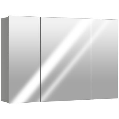 Kleankin Armadio da parete per bagno con 3 ante specchio e ripiani regolabili in MDF Grigio dim. 90L x 15l x 60H cm Aosom Italy Kleankin Armadio da parete per bagno con 3 ante specchio e ripiani regolabili in MDF Grigio dim. 90L x 15l x 60H cm Aosom Italy