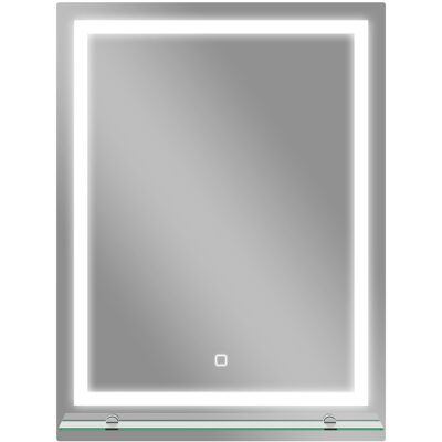 Kleankin Specchio per Bagno con 3 Colori di Luce e Ripiano in Vetro, Funzione Memoria e Interruttore Tattile, 60x80 cm, Argento Aosom Italy Kleankin Specchio per Bagno con 3 Colori di Luce e Ripiano in Vetro, Funzione Memoria e Interruttore Tattile, 60x80 cm, Argento Aosom Italy
