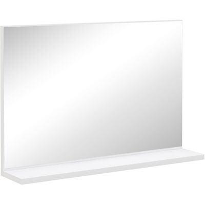 Specchio da bagno da parete Kleankin con mensola - Design moderno, Bianco Specchio da bagno da parete Kleankin con mensola - Design moderno, Bianco
