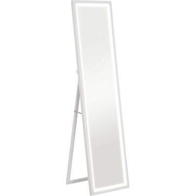 Homcom Specchio Illuminato con Luci LED Regolabili e Pulsante Touch, in Vetro e MDF, 40x5x160 cm, Bianco Aosom Italy Homcom Specchio Illuminato con Luci LED Regolabili e Pulsante Touch, in Vetro e MDF, 40x5x160 cm, Bianco Aosom Italy