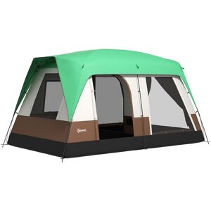 Outsunny Tenda da Campeggio a Tunnel Impermeabile con Finestre a Rete, in Poliestere, 490x305x225 cm, Verde