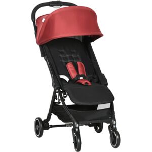 Homcom Passeggino Pieghevole per Bambini 0-36 Mesi con Tettuccio e Cesto Portaoggetti, in Alluminio e Tessuto Oxford, 128x58x106 cm, Rosso e Nero