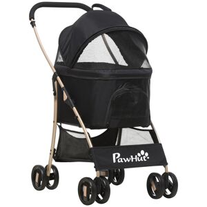 Pawhut Passeggino per Cani Pieghevole con Trasportino Rimovibile e Tettuccio, 82x49.5x98cm, Nero