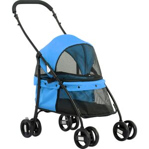 Pawhut Passeggino per Cani Pieghevole con Tettuccio Regolabile, Borsa e Ruote Girevoli, 82x47x97cm, Blu