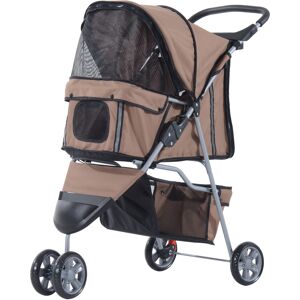 Pawhut Passeggino per Cani Pieghevole Carrello per Animali Domestici Carrello Carrozzina Caffè 75 x 45 x 97cm