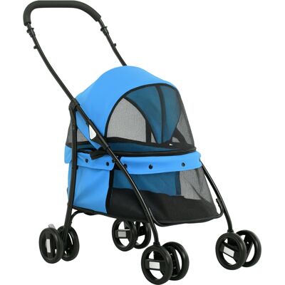 Pawhut Passeggino per Cani Pieghevole con Tettuccio Regolabile, Borsa e Ruote Girevoli, 82x47x97cm, Blu Aosom Pawhut Passeggino per Cani Pieghevole con Tettuccio Regolabile, Borsa e Ruote Girevoli, 82x47x97cm, Blu Aosom