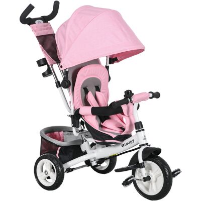 Homcom Triciclo per Bambini 1-5 Anni con Maniglione e Tettuccio Regolabile, 102x49x102 cm, Bianco e Rosa Aosom Homcom Triciclo per Bambini 1-5 Anni con Maniglione e Tettuccio Regolabile, 102x49x102 cm, Bianco e Rosa Aosom