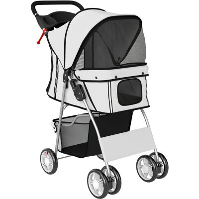 Pawhut Passeggino per Cani Pieghevole con Catarifrangenti, Ruote Girevoli, Freni e Cuscino Lavabile, Grigio Aosom Italy Pawhut Passeggino per Cani Pieghevole con Catarifrangenti, Ruote Girevoli, Freni e Cuscino Lavabile, Grigio Aosom Italy