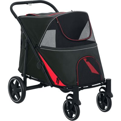Pawhut Passeggino per Cani - 112x65x100 cm - Rosso e Nero Pawhut Passeggino per Cani - 112x65x100 cm - Rosso e Nero