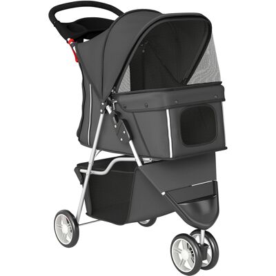 Pawhut Passeggino per Cani Pieghevole con Portabicchieri e Cestino, 77x44x102 cm, Grigio Carbone Aosom Italy Pawhut Passeggino per Cani Pieghevole con Portabicchieri e Cestino, 77x44x102 cm, Grigio Carbone Aosom Italy