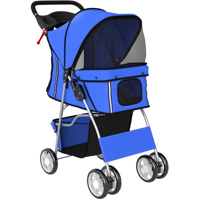 Pawhut Passeggino per Cani Carrozzina per Cani Gatti Pieghevole Fino a 10kg, Blu Aosom Italy Pawhut Passeggino per Cani Carrozzina per Cani Gatti Pieghevole Fino a 10kg, Blu Aosom Italy