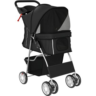 Pawhut Passeggino per Cani Pieghevole con Catarifrangenti, Ruote Girevoli, Freni e Cuscino Lavabile, 77x44x102 cm, Nero Aosom Italy Pawhut Passeggino per Cani Pieghevole con Catarifrangenti, Ruote Girevoli, Freni e Cuscino Lavabile, 77x44x102 cm, Nero Aosom Italy