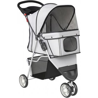 Pawhut Passeggino per Cani Pieghevole con Portabicchieri e Cestino, 77x44x102 cm, Grigio Aosom Italy Pawhut Passeggino per Cani Pieghevole con Portabicchieri e Cestino, 77x44x102 cm, Grigio Aosom Italy