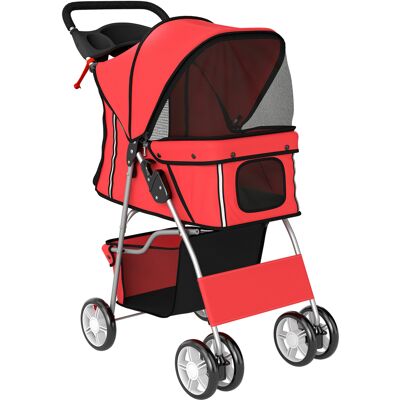 Pawhut Passeggino per Cani Pieghevole con Catarifrangenti, Ruote Girevoli, Freni e Cuscino Lavabile, Rosso Aosom Italy Pawhut Passeggino per Cani Pieghevole con Catarifrangenti, Ruote Girevoli, Freni e Cuscino Lavabile, Rosso Aosom Italy