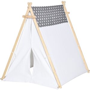 Homcom Tenda Indiana per Bambini con Porta e Finestra, Tenda Teepee da Interni ed Esterni, 130x111x136cm, Grigia e Bianca