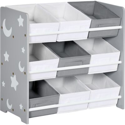 Mobili di stoccaggio giochi ZONEKIZ - Grigio e Bianco - 9 Cestini - Facile da montare Mobili di stoccaggio giochi ZONEKIZ - Grigio e Bianco - 9 Cestini - Facile da montare