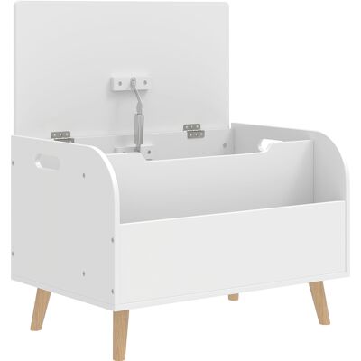 Aiyaplay Cassapanca porta giocattoli per bambini, cassapanca porta giocattoli, coperchio ribaltabile e scomparto aperto, 60x40x43cm, bianco Aosom Italy Aiyaplay Cassapanca porta giocattoli per bambini, cassapanca porta giocattoli, coperchio ribaltabile e scomparto aperto, 60x40x43cm, bianco Aosom Italy