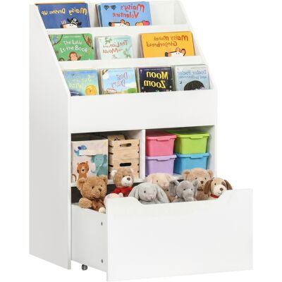 Homcom Piccola Libreria per Bambini con Ripiani e Cassetto in MDF, 60x29.9x90cm, Bianco Aosom Homcom Piccola Libreria per Bambini con Ripiani e Cassetto in MDF, 60x29.9x90cm, Bianco Aosom