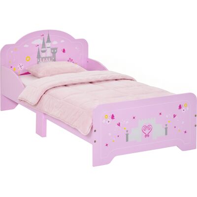 Letto per bambini Homcom con sponde di sicurezza in legno - 143x73x60cm - Rosa Letto per bambini Homcom con sponde di sicurezza in legno - 143x73x60cm - Rosa