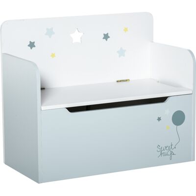 Homcom Panca Contenitore con Schienale in Legno per Bambini da 3-6 Anni, 60x30x50 cm, Azzurro Homcom Panca Contenitore con Schienale in Legno per Bambini da 3-6 Anni, 60x30x50 cm, Azzurro