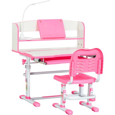 Homcom Banco Scuola per Bambini 6-12 Anni Regolabile con Luce LED, Leggio e Portapenne, in MDF, PP e Acciaio, Rosa Homcom Banco Scuola per Bambini 6-12 Anni Regolabile con Luce LED, Leggio e Portapenne, in MDF, PP e Acciaio, Rosa