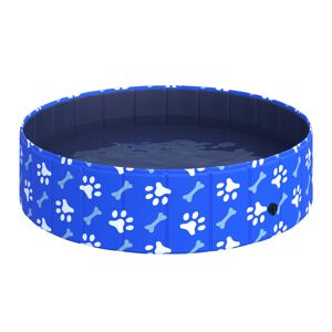 Pawhut Piscina Rigida per Cani Taglia Media 65kg in Plastica Dura e Antiscivolo per Giardino o Interni, Blu Diametro 120x30cm