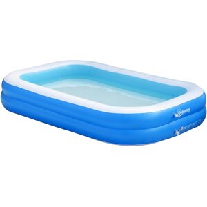 Outsunny Piscina Gonfiabile Rettangolare da Esterni per 1-2 Adulti in PVC Resistente, 2 Camere d'Aria e Valvola di Scarico, 262x176x56cm, Blu