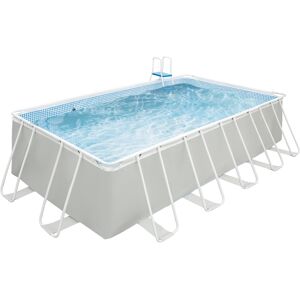 Outsunny Piscina Fuori Terra in Acciaio e PVC Rinforzato con Filtro, 580x310x122cm, Grigio Chiaro