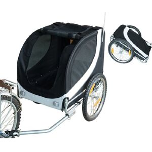 Pawhut Rimorchio per Animali Domestici Pieghevole da Bicicletta, bianco e nero, 130x90x110cm