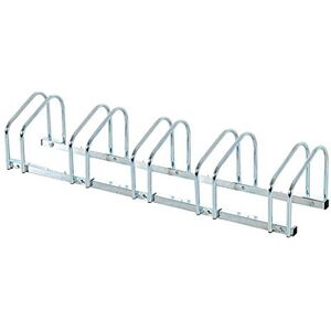 Homcom Rastrelliera Portabiciclette Parcheggio per 5 Biciclette Tubi d’acciaio 130 × 33 × 27cm Argento