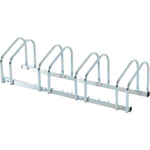 Homcom Rastrelliera Portabiciclette Parcheggio per 4 Biciclette in Acciaio, 110x33x27 cm, Argento