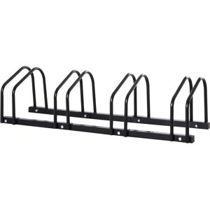 Homcom Rastrelliera Portabiciclette Parcheggio per 4 Biciclette in Acciaio, 110x33x27 cm, Nero