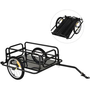 Homcom Carrello Bici con Pareti Pieghevoli e Rimovibili, Gancio e 4 Catarifrangenti, in Acciaio e PE, 139x71.5x49 cm, Nero