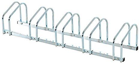 Homcom Rastrelliera Portabiciclette Parcheggio per 5 Biciclette Tubi d’acciaio 130 × 33 × 27cm Argento