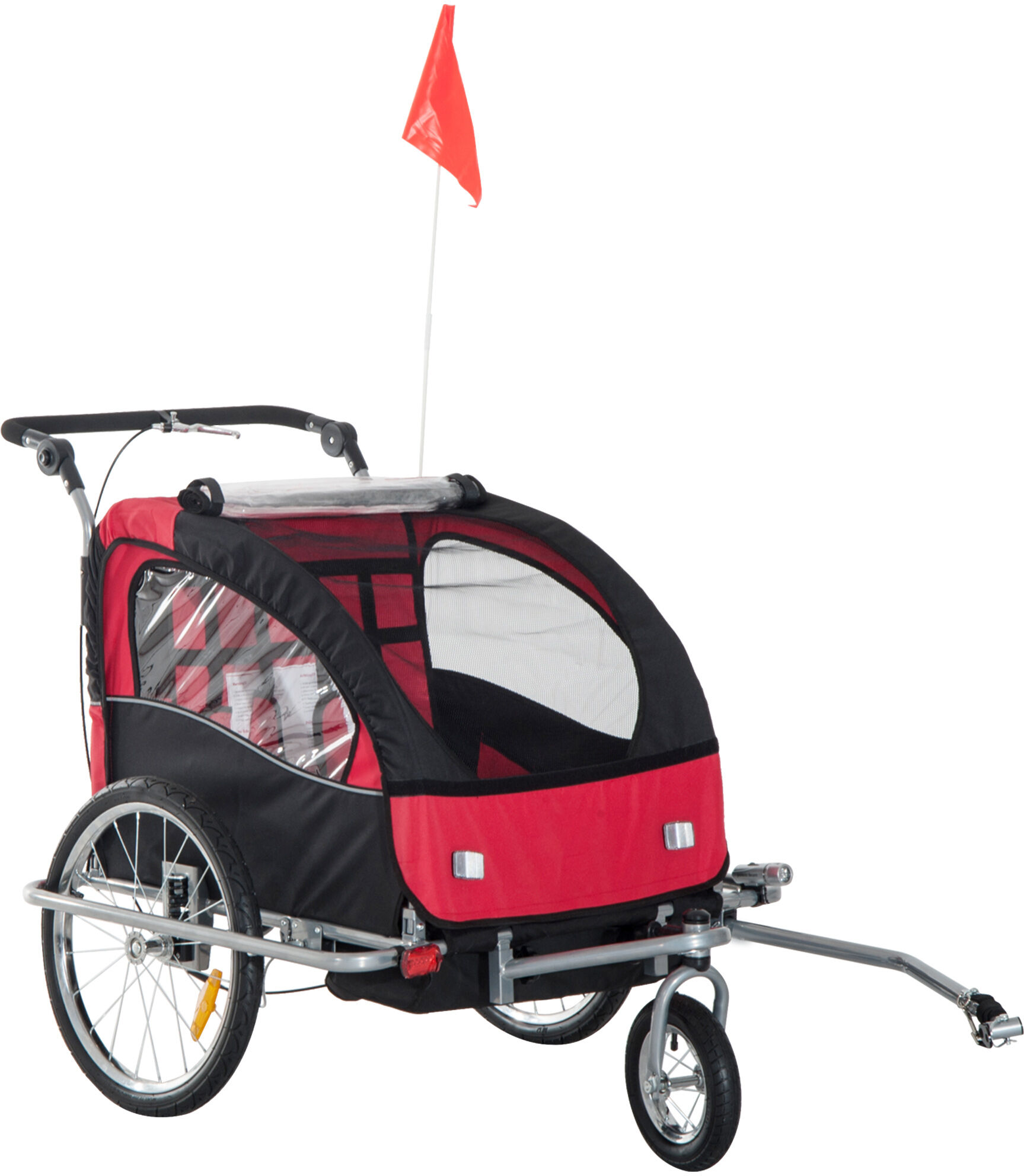 Homcom Rimorchio Bici Rimorchio per Bambini Passeggino Porta-Bimbo 2 in 1 Gancio Acciaio Sicuro,Carico Massimo 21.5kg   Aosom Italy