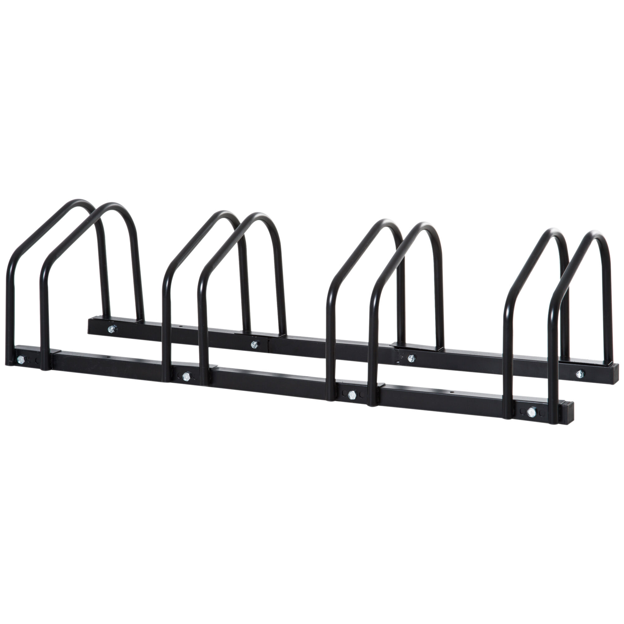 Homcom Rastrelliera Portabiciclette Parcheggio per 4 Biciclette in Acciaio, 110x33x27 cm, Nero