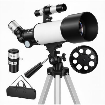 Outsunny Telescopio astronomico 70 mm, 0x/16x, con treppiede regolabile, Bianco Aosom Italy Outsunny Telescopio astronomico 70 mm, 0x/16x, con treppiede regolabile, Bianco Aosom Italy