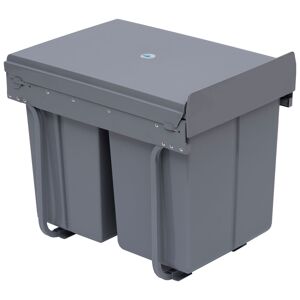 Homcom Pattumiera Estraibile con 3 Contenitori per Raccolta Differenziata, Capacità Totale 40L, 48x34.2x41.8cm Grigio